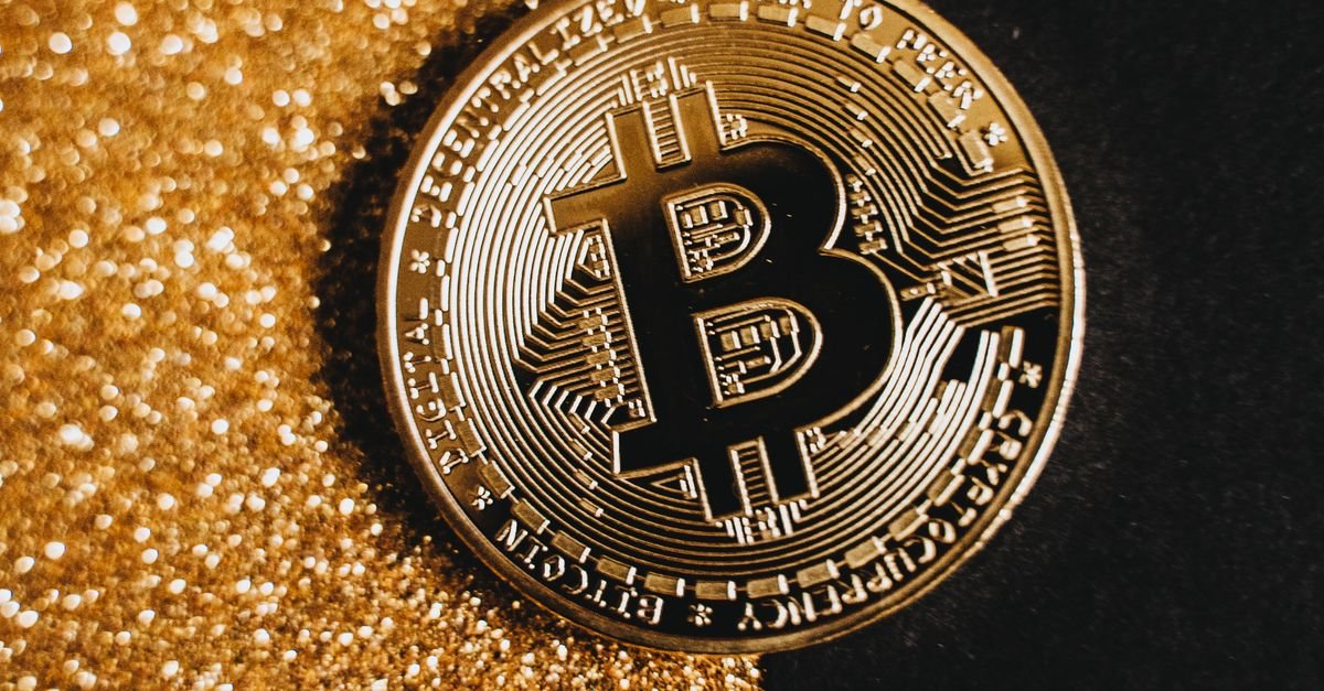 Close-up detailed shot of a Bitcoin coin